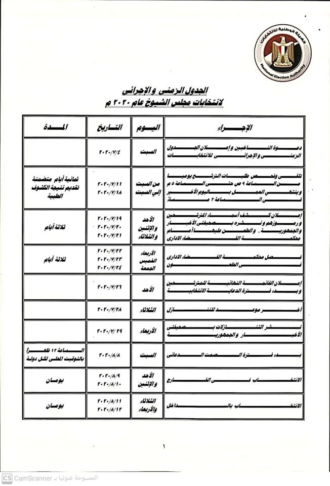 الجدول الزمني لهيئة الوطنية للانتخابات