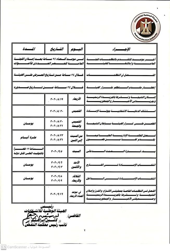 الجدول الزمني لهيئة الوطنية للانتخابات
