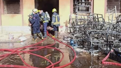 حريق ورشة وزارة الصحة